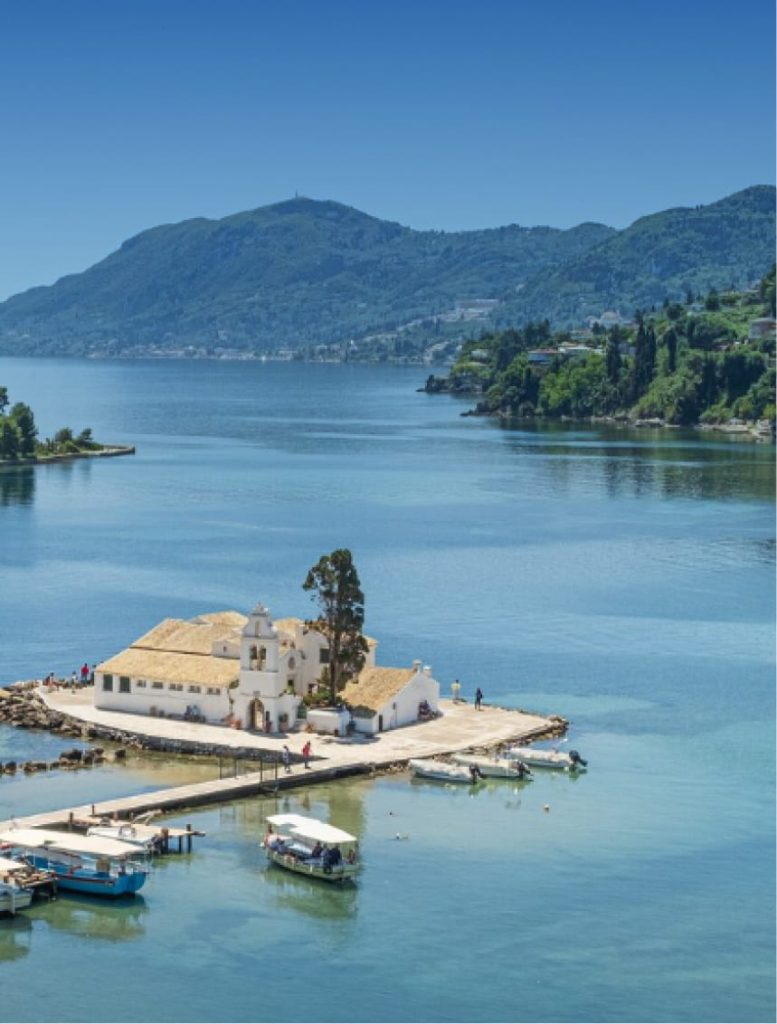 Caranty Car Rental Corfu church by the sea